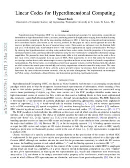 Linear Codes for Hyperdimensional Computing