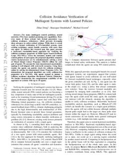Collision Avoidance Verification of Multiagent Systems with Learned
  Policies