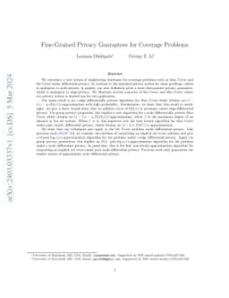 Fine-Grained Privacy Guarantees for Coverage Problems