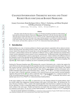 Chained Information-Theoretic bounds and Tight Regret Rate for Linear
  Bandit Problems