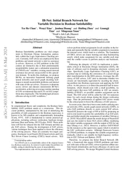 IB-Net: Initial Branch Network for Variable Decision in Boolean
  Satisfiability