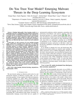 Do You Trust Your Model? Emerging Malware Threats in the Deep Learning Ecosystem
