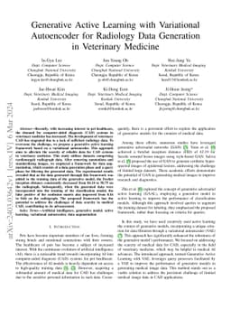 Generative Active Learning with Variational Autoencoder for Radiology
  Data Generation in Veterinary Medicine