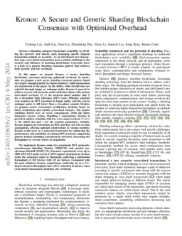Kronos: A Secure and Generic Sharding Blockchain Consensus with
  Optimized Overhead