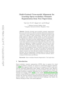 Multi-Grained Cross-modal Alignment for Learning Open-vocabulary
  Semantic Segmentation from Text Supervision