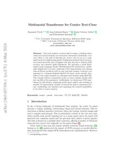 Multimodal Transformer for Comics Text-Cloze