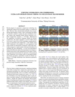 Unifying Generation and Compression: Ultra-low bitrate Image Coding Via
  Multi-stage Transformer
