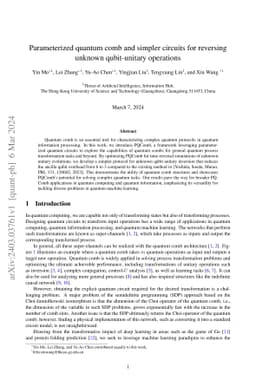 Parameterized quantum comb and simpler circuits for reversing unknown qubit-unitary operations
