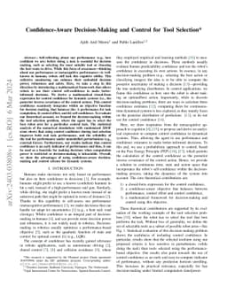 Confidence-Aware Decision-Making and Control for Tool Selection