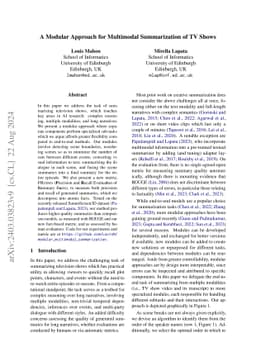 A Modular Approach for Multimodal Summarization of TV Shows
