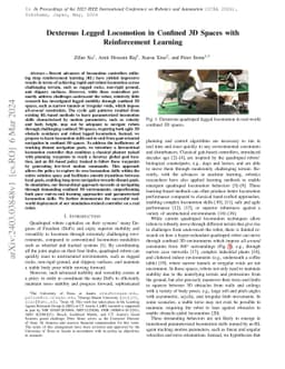Dexterous Legged Locomotion in Confined 3D Spaces with Reinforcement
  Learning
