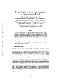 On the Origins of Linear Representations in Large Language Models