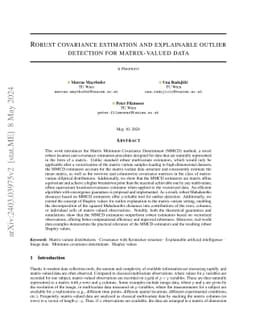 Robust covariance estimation and explainable outlier detection for
  matrix-valued data