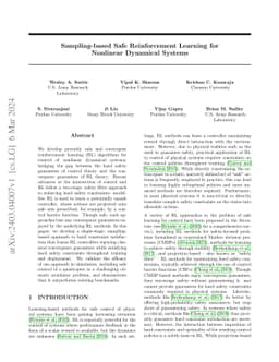 Sampling-based Safe Reinforcement Learning for Nonlinear Dynamical
  Systems