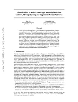 Three Revisits to Node-Level Graph Anomaly Detection: Outliers, Message
  Passing and Hyperbolic Neural Networks