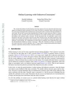 Online Learning with Unknown Constraints