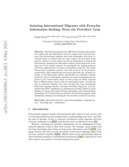 Assisting International Migrants with Everyday Information Seeking: From
  the Providers' Lens