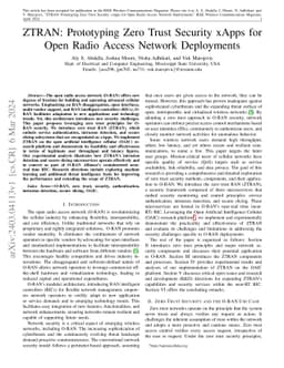 ZTRAN: Prototyping Zero Trust Security xApps for Open Radio Access
  Network Deployments