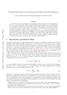 Fundamental limits of Non-Linear Low-Rank Matrix Estimation