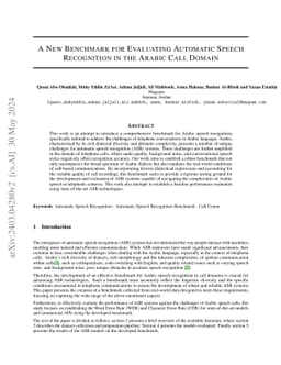 A New Benchmark for Evaluating Automatic Speech Recognition in the
  Arabic Call Domain