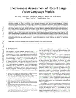 Effectiveness Assessment of Recent Large Vision-Language Models