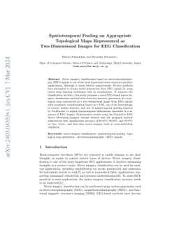 Spatiotemporal Pooling on Appropriate Topological Maps Represented as
  Two-Dimensional Images for EEG Classification