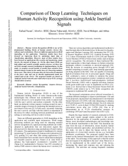 Comparison of Deep Learning Techniques on Human Activity Recognition
  using Ankle Inertial Signals