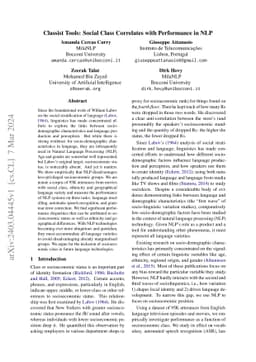 Classist Tools: Social Class Correlates with Performance in NLP
