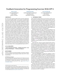 Feedback-Generation for Programming Exercises With GPT-4