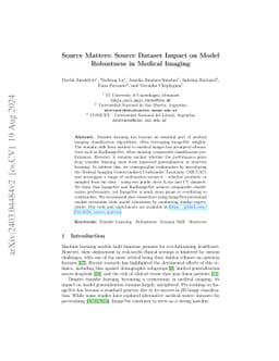 Source Matters: Source Dataset Impact on Model Robustness in Medical
  Imaging