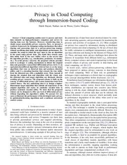 Privacy in Cloud Computing through Immersion-based Coding