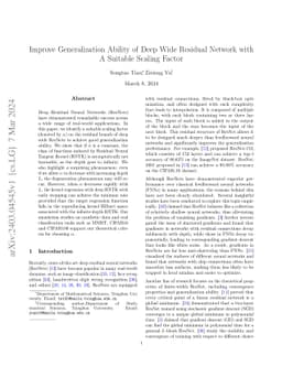 Improve Generalization Ability of Deep Wide Residual Network with A
  Suitable Scaling Factor