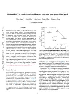 Efficient LoFTR: Semi-Dense Local Feature Matching with Sparse-Like
  Speed
