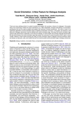 Social Orientation: A New Feature for Dialogue Analysis