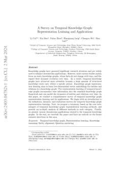 A Survey on Temporal Knowledge Graph: Representation Learning and
  Applications