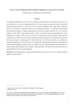 LLM vs. Lawyers: Identifying a Subset of Summary Judgments in a Large UK
  Case Law Dataset
