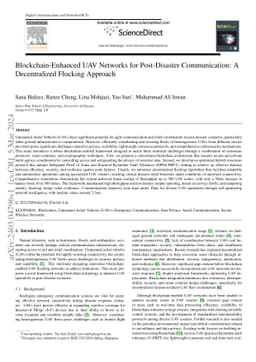 Blockchain-Enhanced UAV Networks for Post-Disaster Communication: A
  Decentralized Flocking Approach