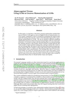 Alpaca against Vicuna: Using LLMs to Uncover Memorization of LLMs