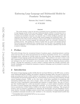 Embracing Large Language and Multimodal Models for Prosthetic
  Technologies