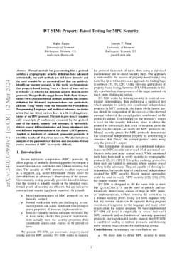 DT-SIM: Property-Based Testing for MPC Security