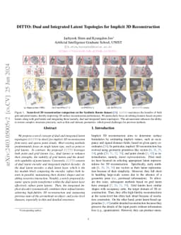 DITTO: Dual and Integrated Latent Topologies for Implicit 3D
  Reconstruction