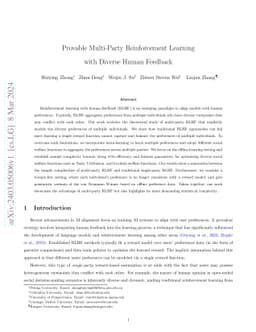 Provable Multi-Party Reinforcement Learning with Diverse Human Feedback