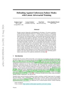 Defending Against Unforeseen Failure Modes with Latent Adversarial
  Training