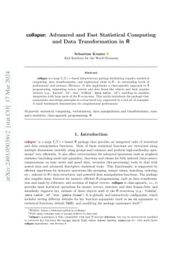 collapse: Advanced and Fast Statistical Computing and Data
  Transformation in R