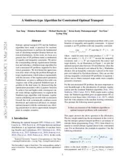 A Sinkhorn-type Algorithm for Constrained Optimal Transport