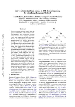 Can we obtain significant success in RST discourse parsing by using
  Large Language Models?