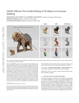 GSEdit: Efficient Text-Guided Editing of 3D Objects via Gaussian
  Splatting