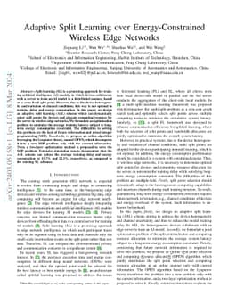 Adaptive Split Learning over Energy-Constrained Wireless Edge Networks