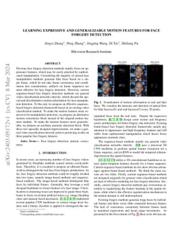 Learning Expressive And Generalizable Motion Features For Face Forgery
  Detection