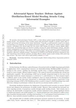 Adversarial Sparse Teacher: Defense Against Distillation-Based Model
  Stealing Attacks Using Adversarial Examples